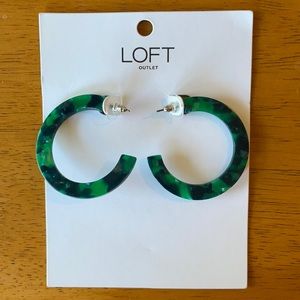LOFT Green Tortoiseshell Hoop Earrings